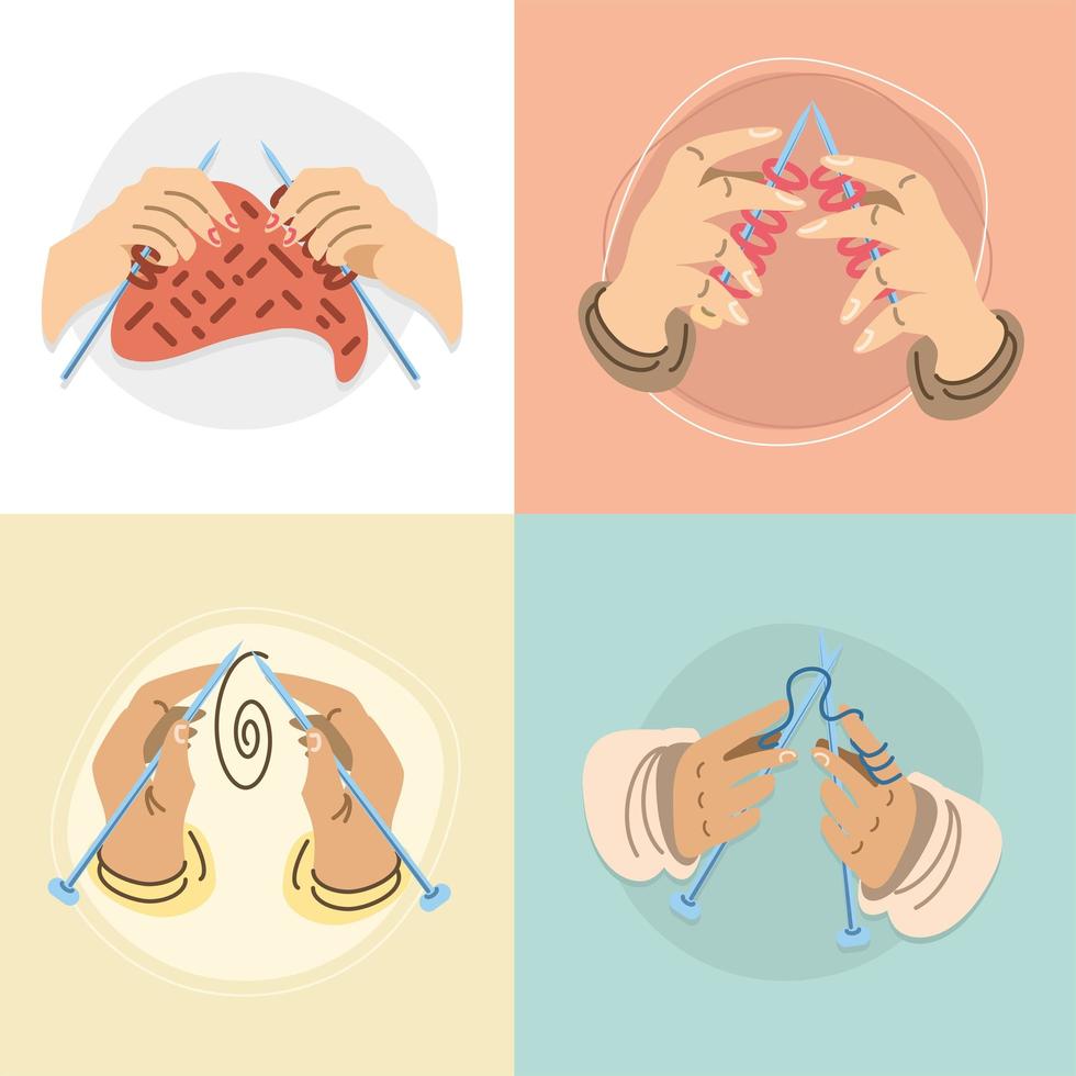 creative hands knitting vector