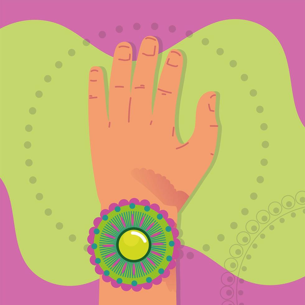 hand with green bracelet vector