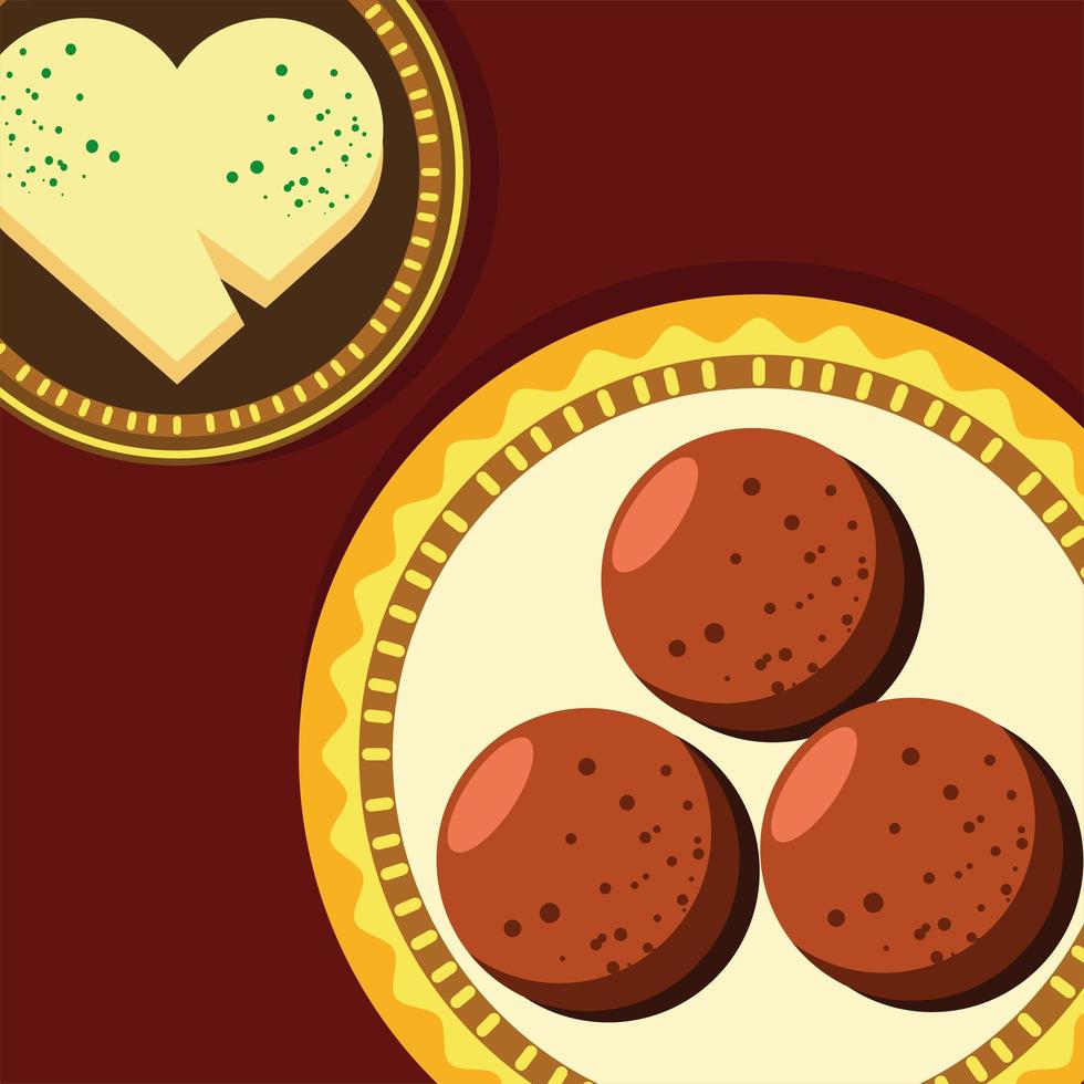 cookies and cheese on dish vector