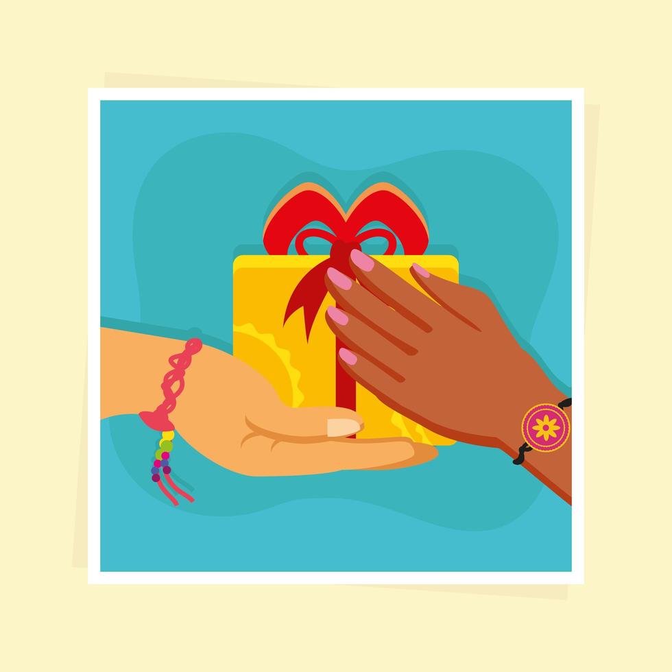 hands with bracelet and gift vector