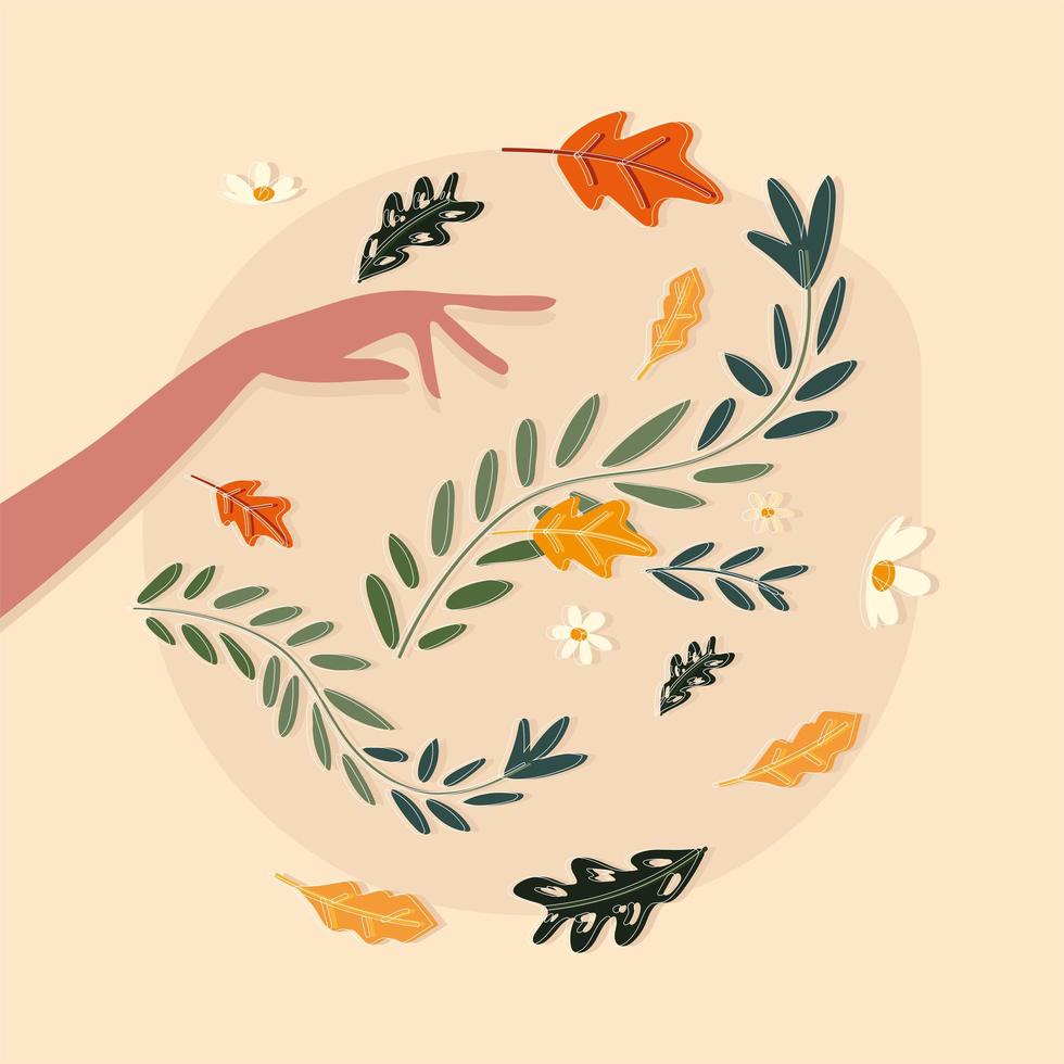 hand with flowers vector