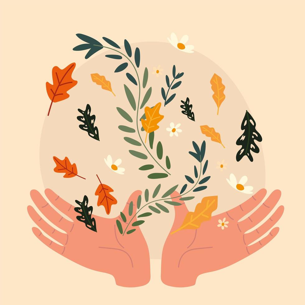 hands and flowers vector
