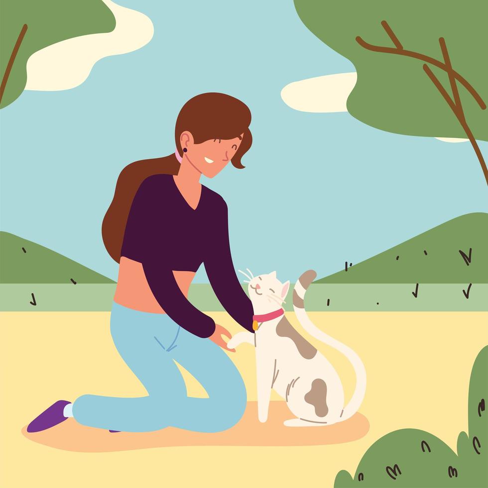 girl with a dog vector