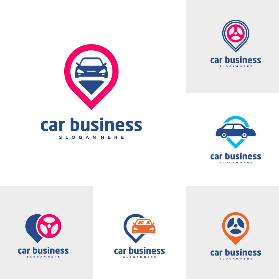 Conjunto de plantilla de vector de logotipo de punto de coche, conceptos de diseño de logotipo de coche creativo