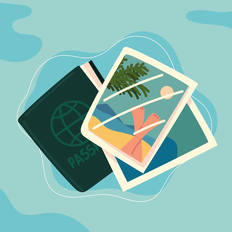 passport and photographs of travel vector