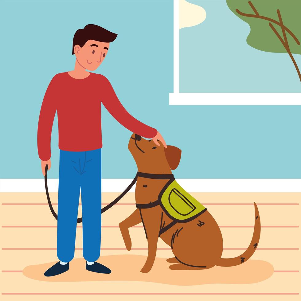 man with a cute dog vector