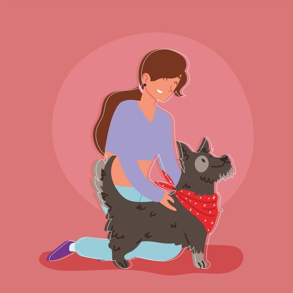 happy girl with a dog vector