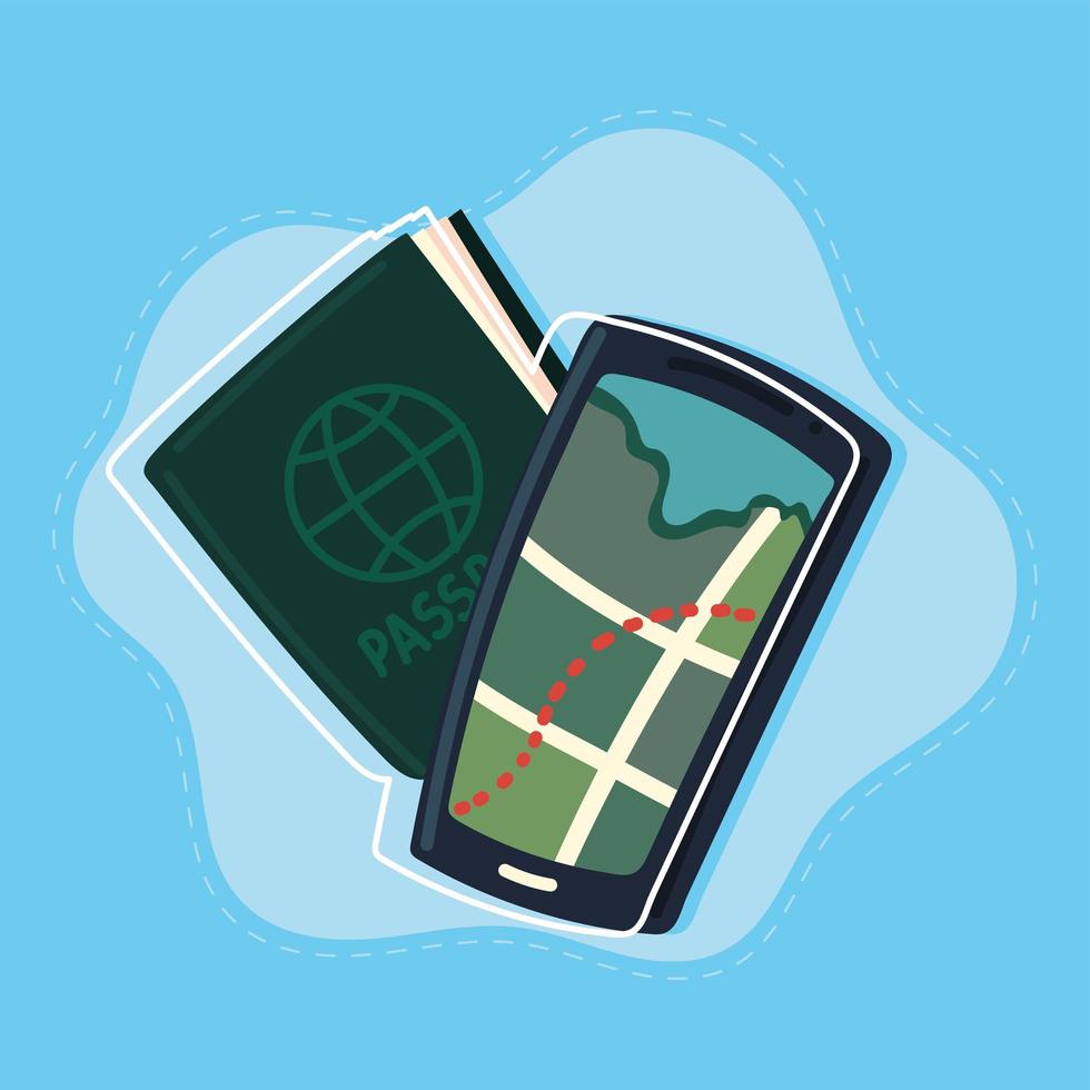 smartphone gps map passport vector