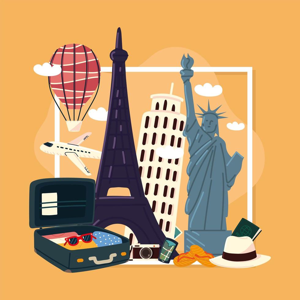 travel around the world vector