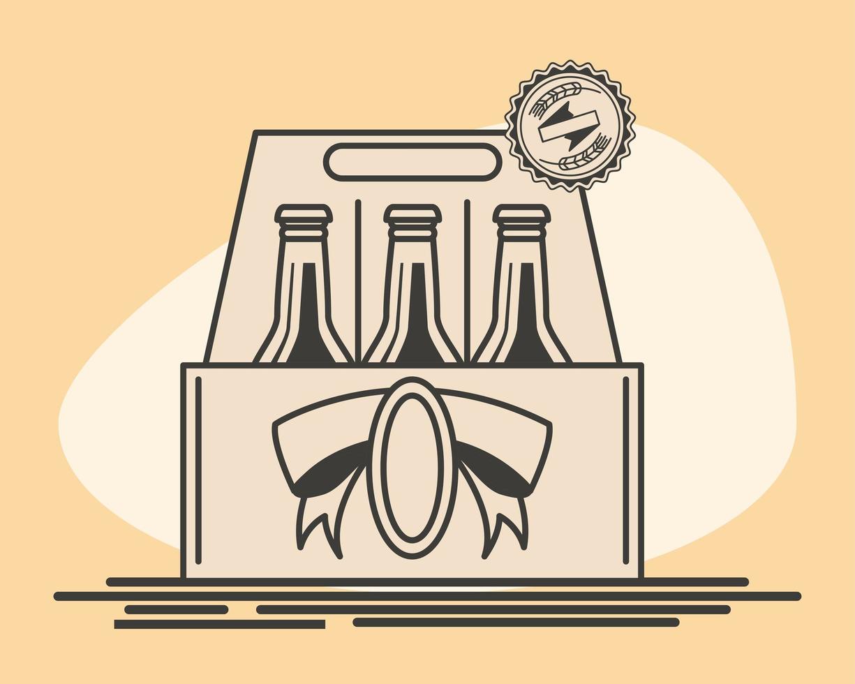 beer bottles on box vector