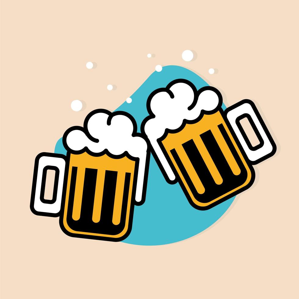 two mugs of beer vector