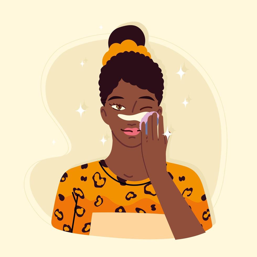 woman apply powder cosmetic vector