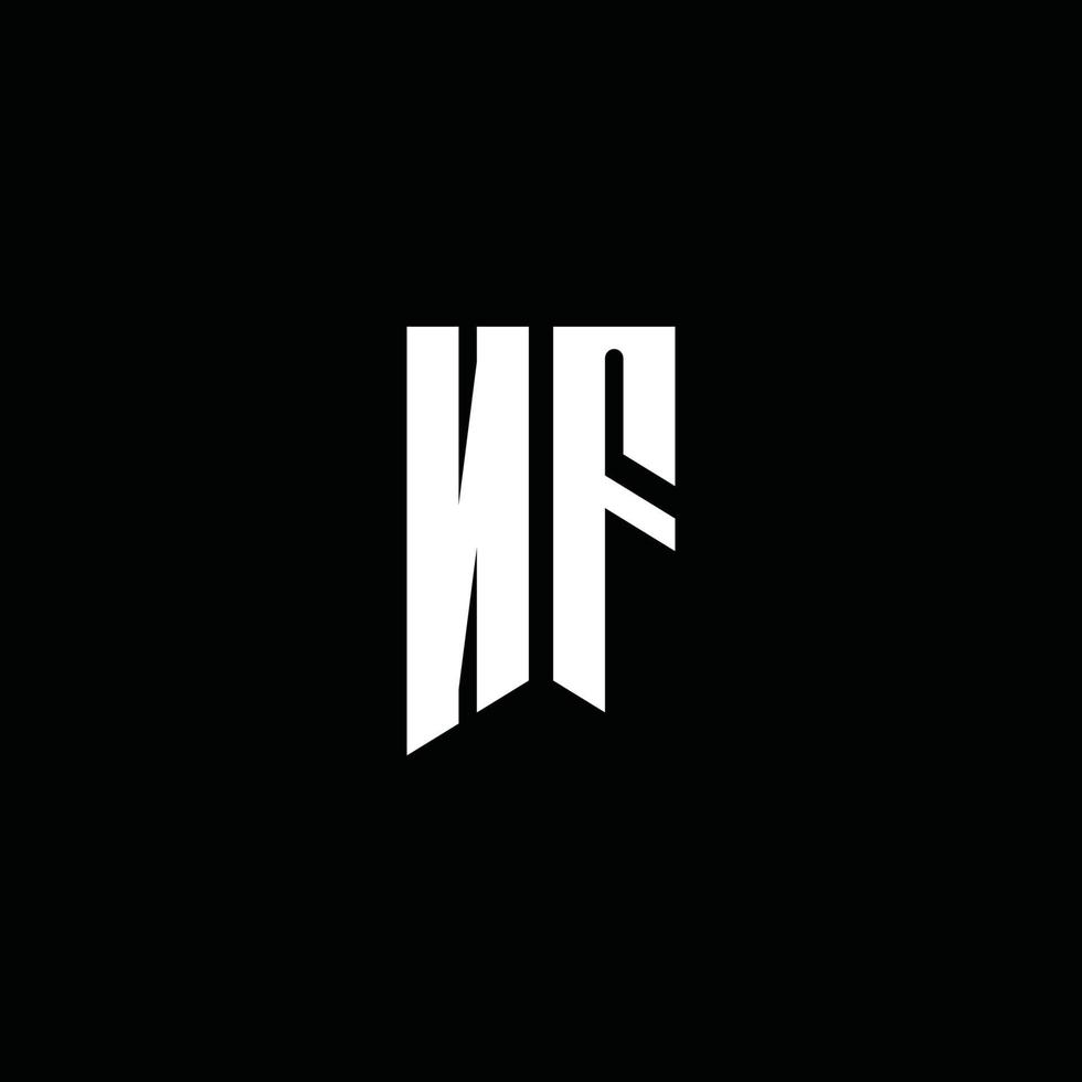 Monograma del logotipo de nf con estilo emblema aislado sobre fondo negro vector
