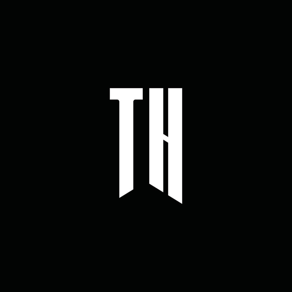 th logo monograma con estilo emblema aislado sobre fondo negro vector