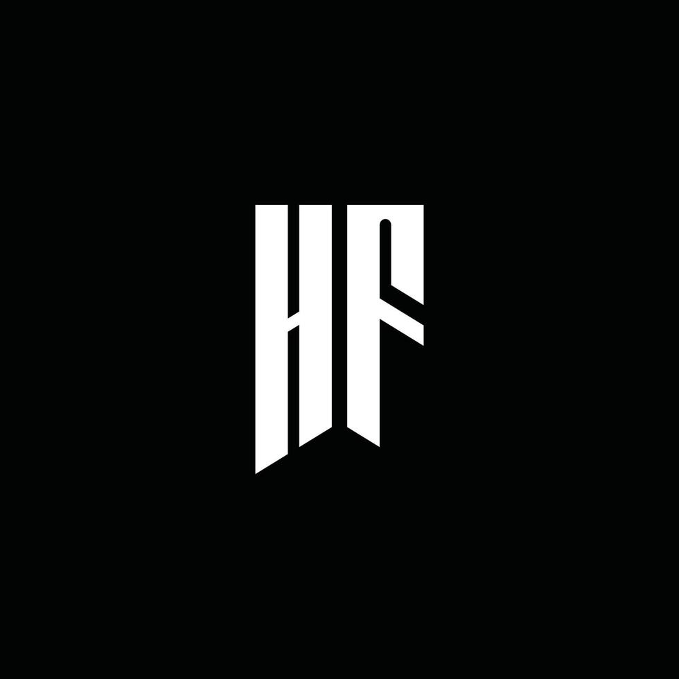 Monograma del logotipo de hf con estilo emblema aislado sobre fondo negro vector