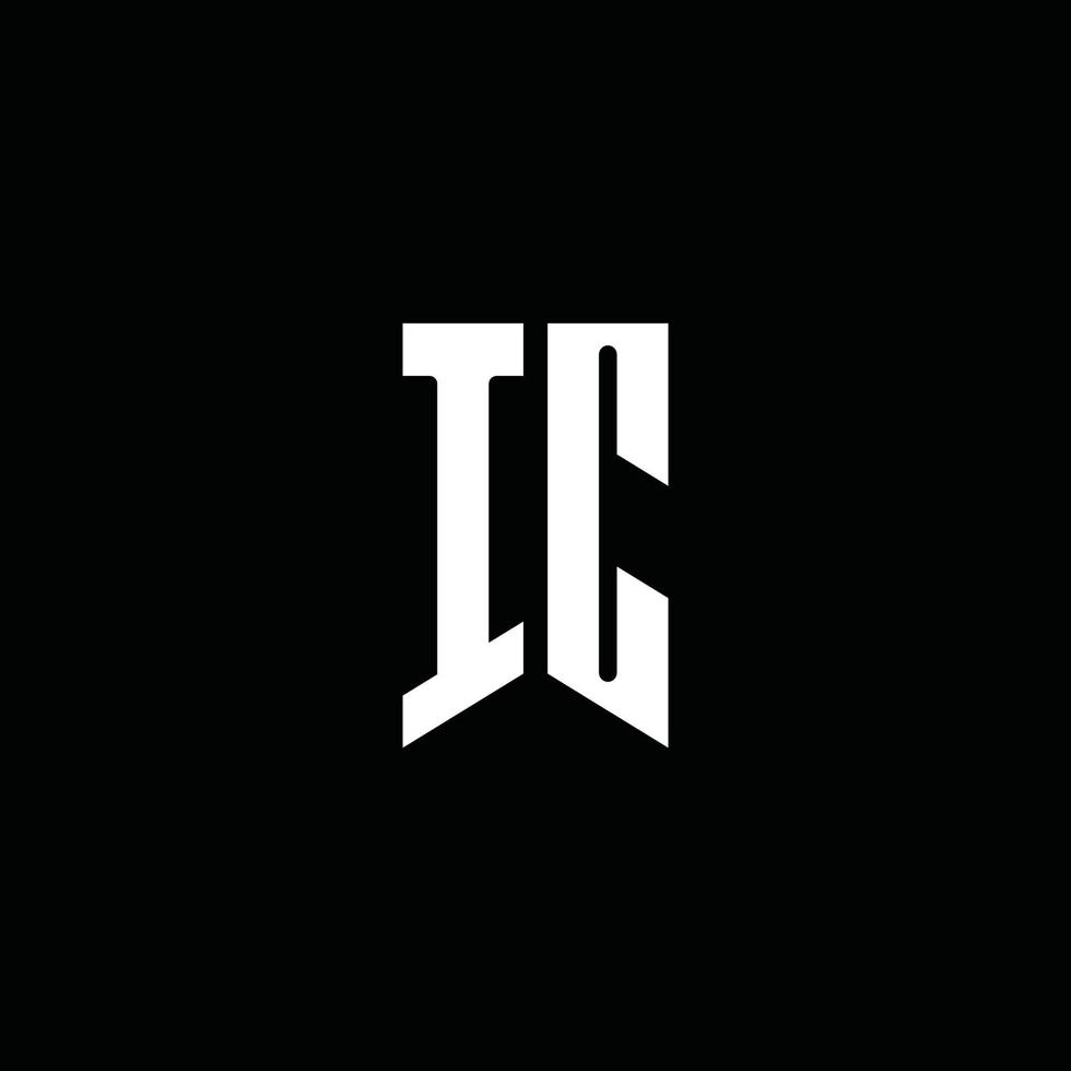 IC logo monogram with emblem style isolated on black background vector