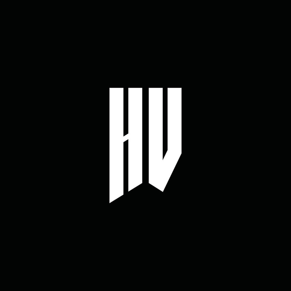 Monograma del logotipo de hv con estilo emblema aislado sobre fondo negro vector