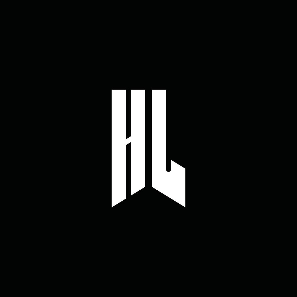 Monograma del logotipo de hl con estilo emblema aislado sobre fondo negro vector