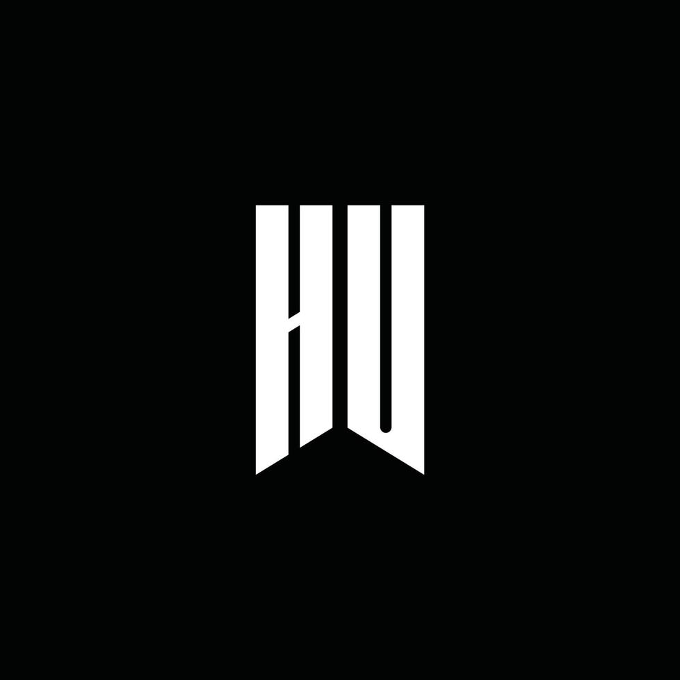 monograma del logotipo de hu con estilo emblema aislado sobre fondo negro vector
