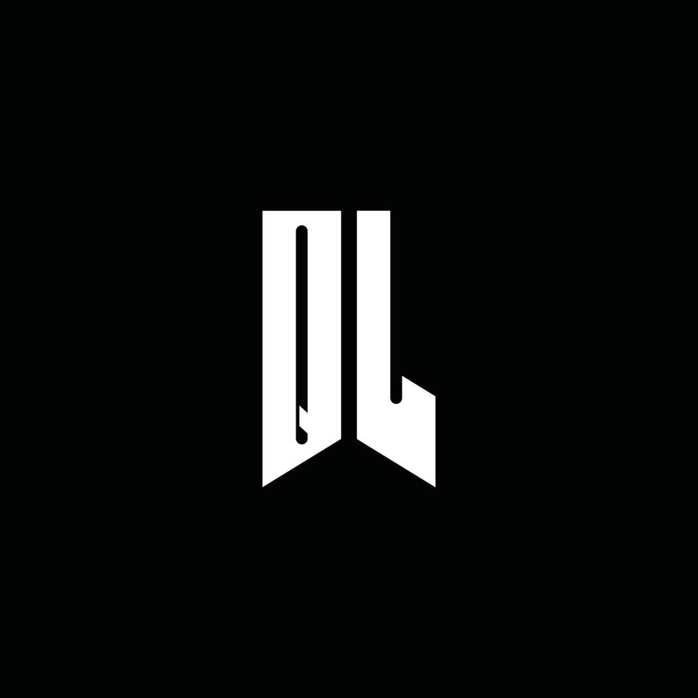 Ql logo monograma con estilo emblema aislado sobre fondo negro vector