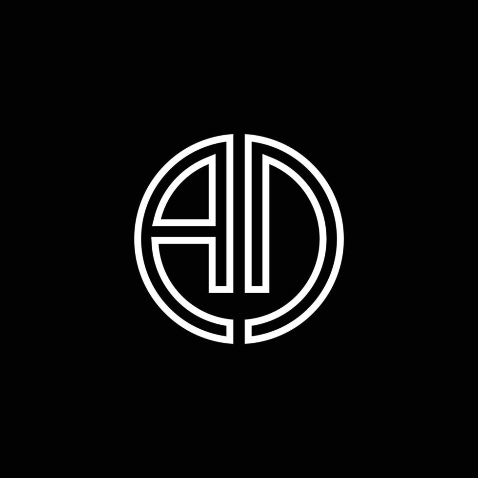 AD monogram logo circle ribbon style outline design template vector