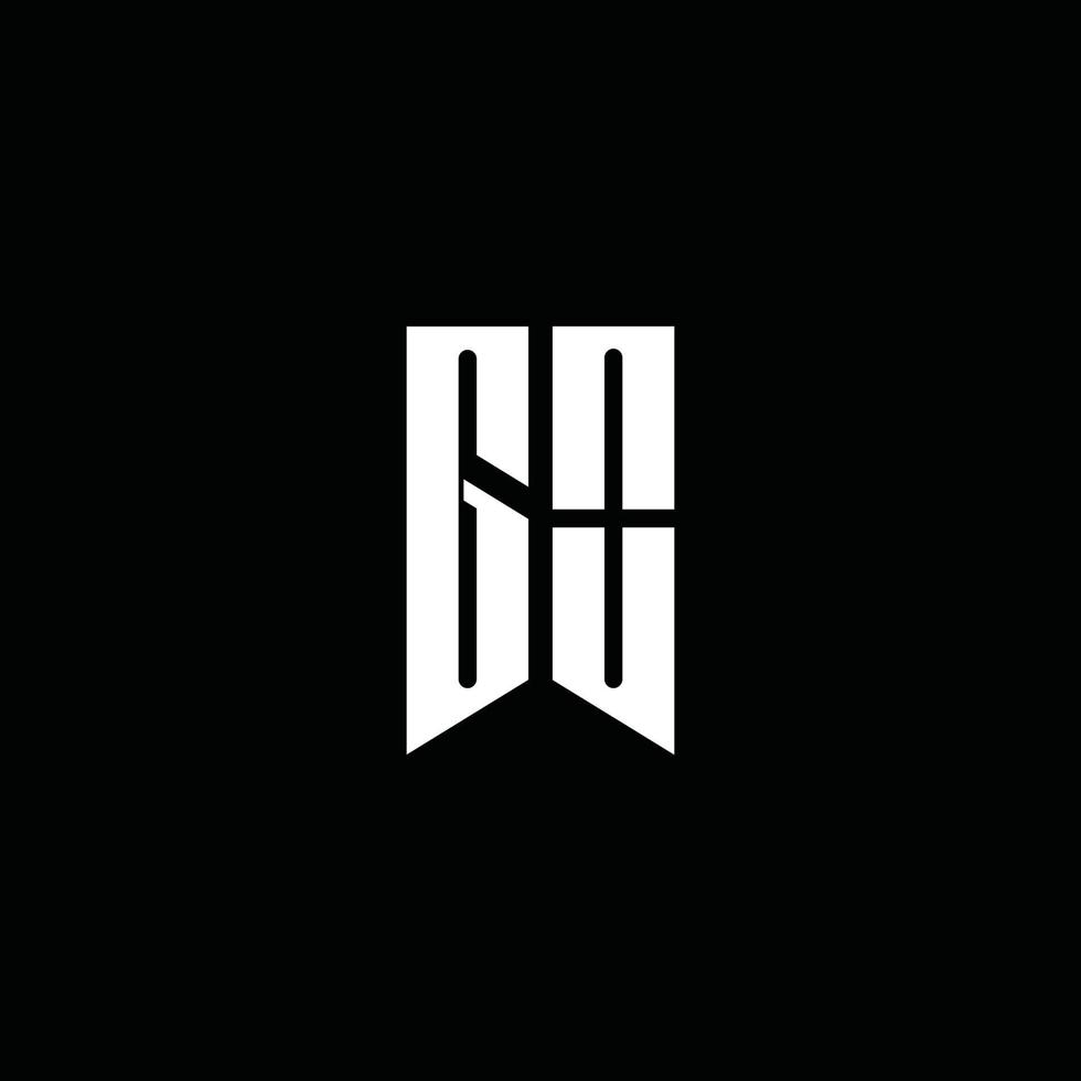 GO logo monogram with emblem style isolated on black background vector