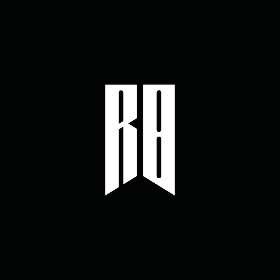 Monograma del logotipo de rb con estilo emblema aislado sobre fondo negro vector