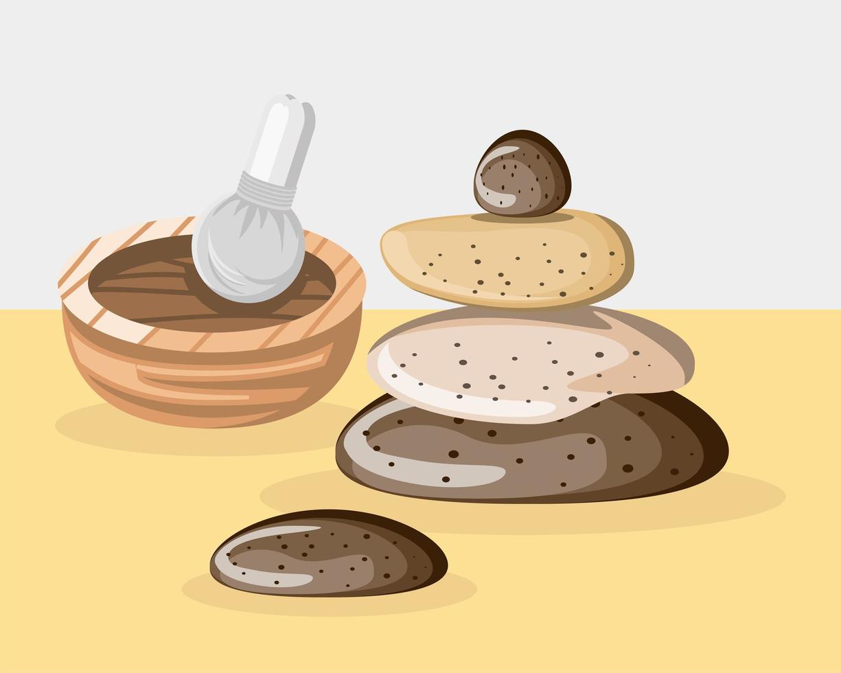 stones hot compress spa vector