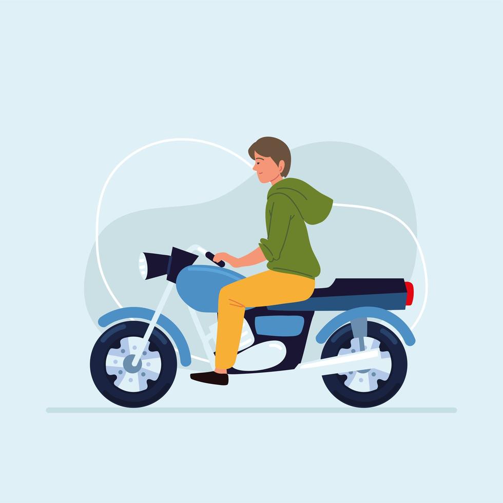 hombre en moto vector