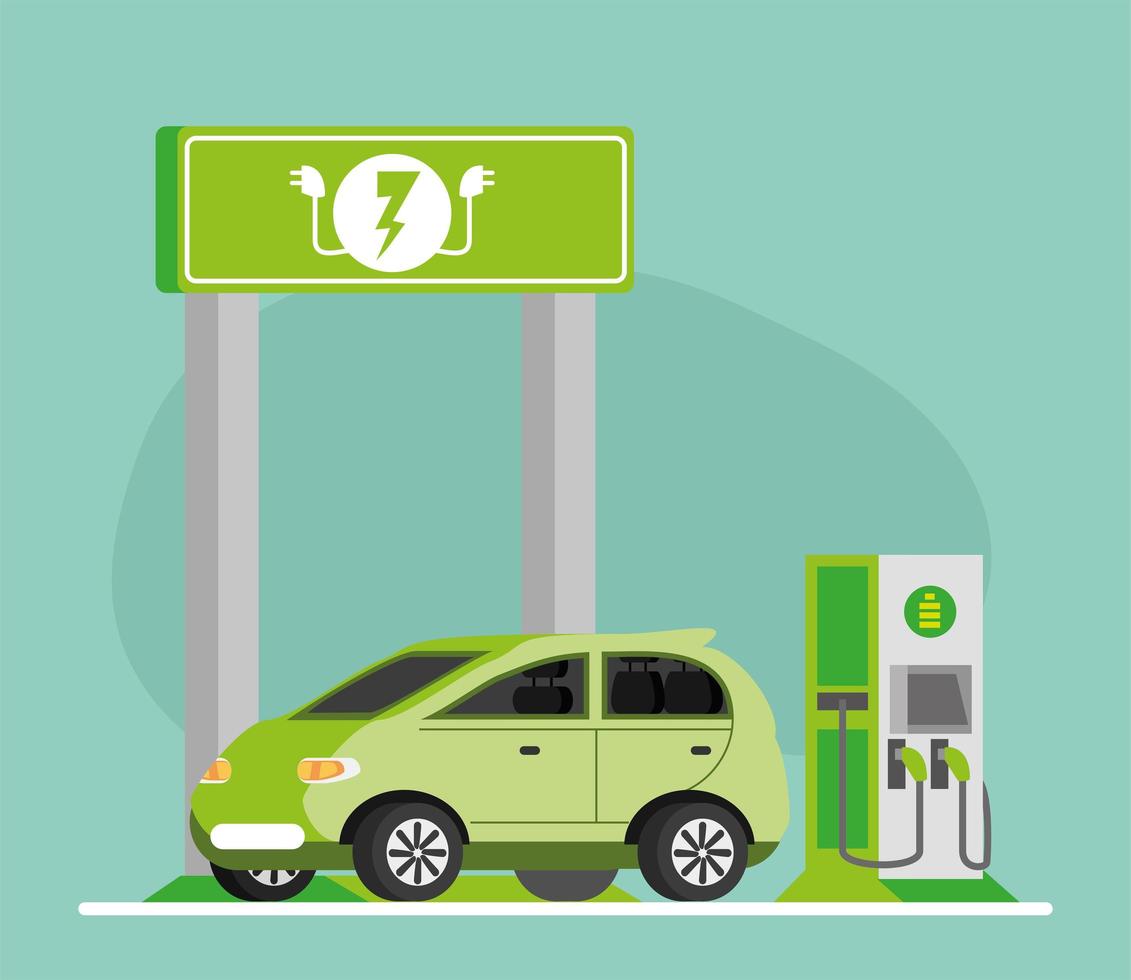 electric car charge station vector