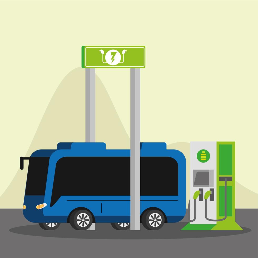 electric bus station vector