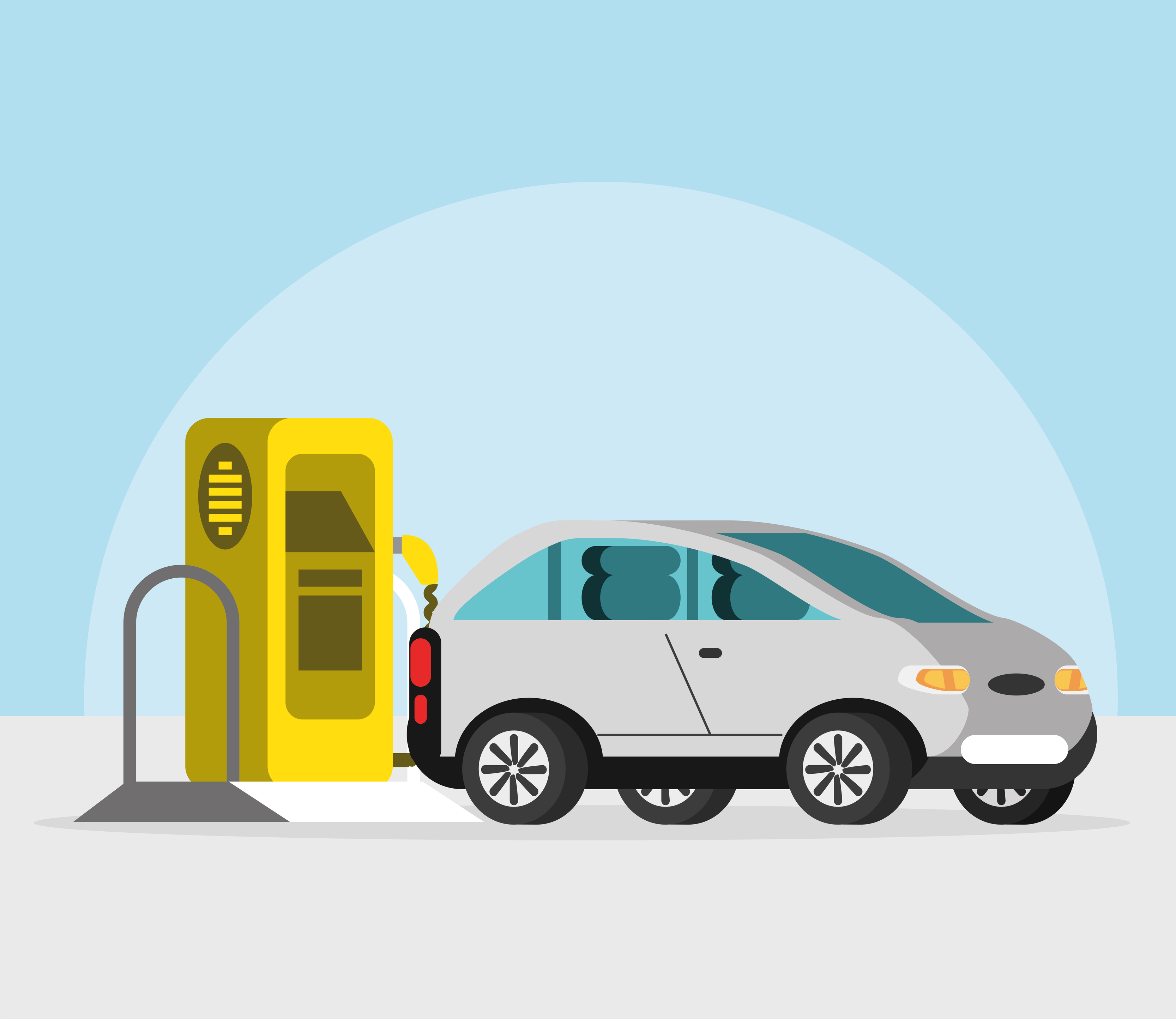 electric car and charging station 4205560 Vector Art at Vecteezy