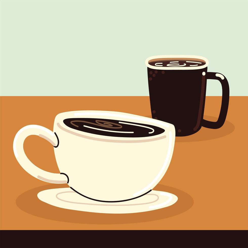 coffee cups aroma vector