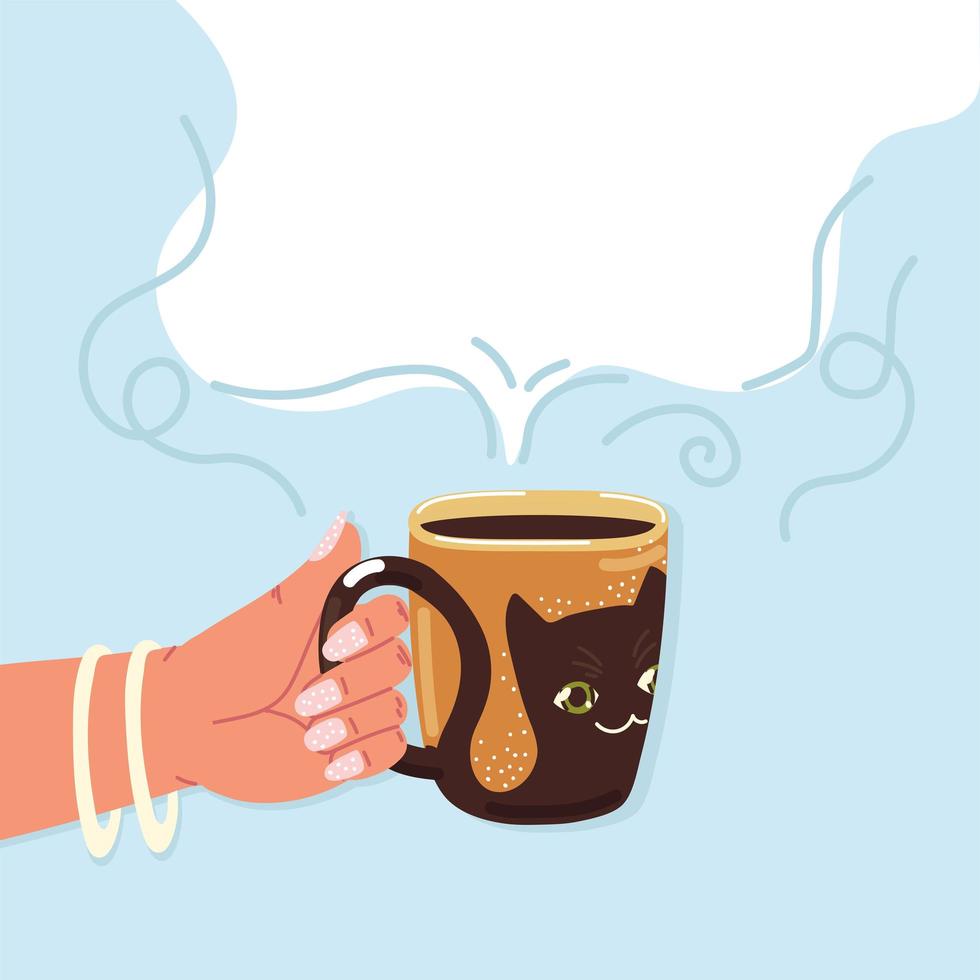 hand of female with cup vector