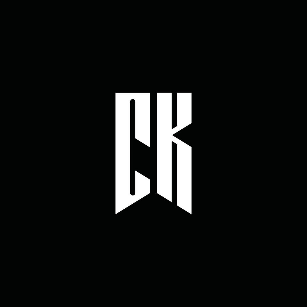 Monograma del logotipo de ck con estilo emblema aislado sobre fondo negro vector