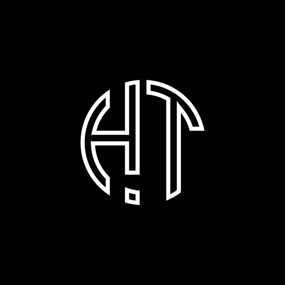 HT monogram logo circle ribbon style outline design template vector