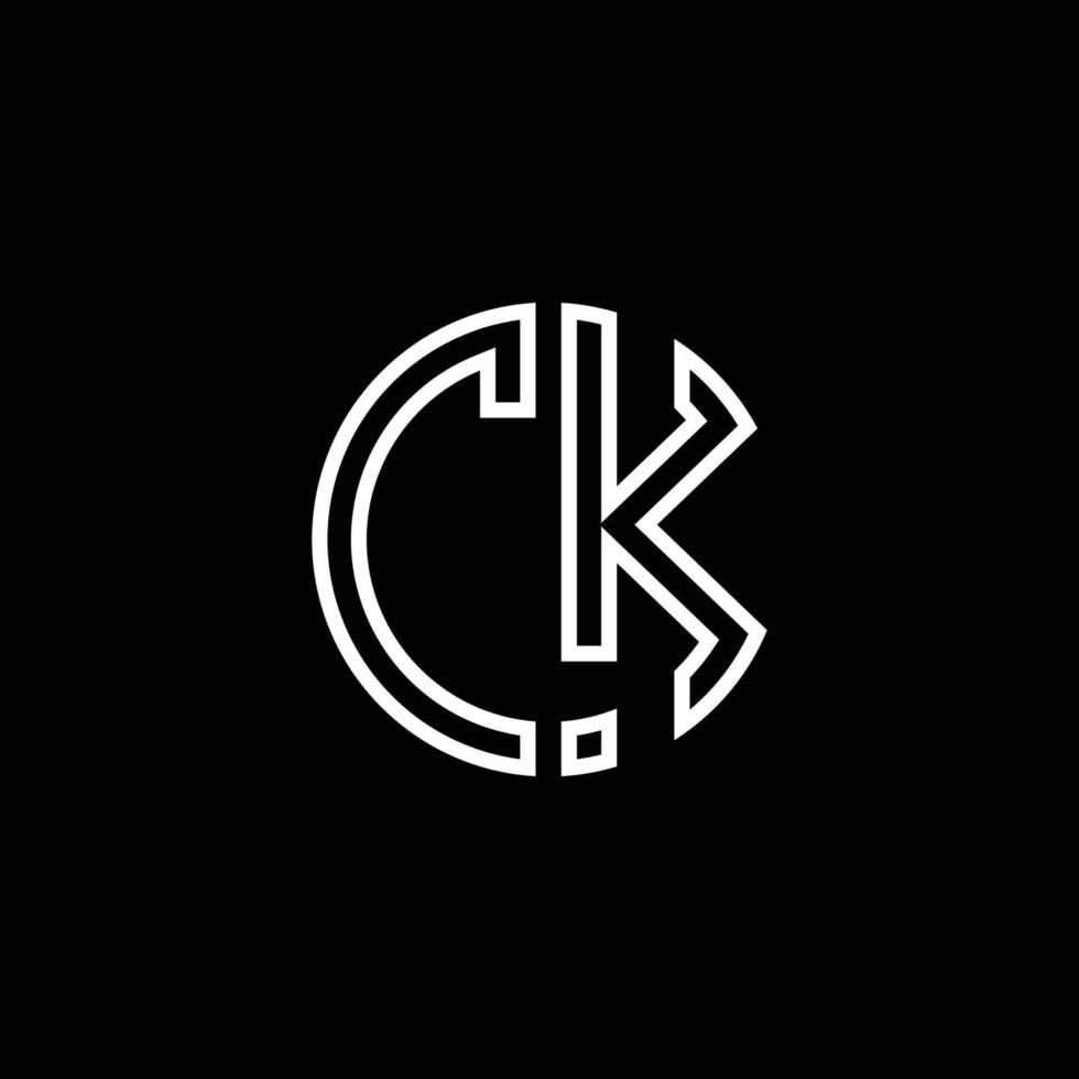 CK monogram logo circle ribbon style outline design template vector