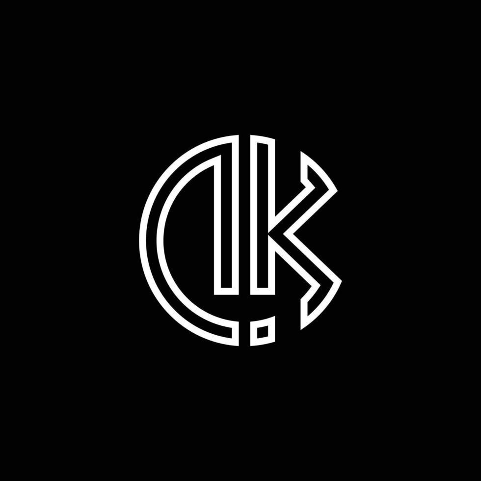 plantilla de diseño de esquema de estilo de cinta de círculo de logotipo de monograma dk vector