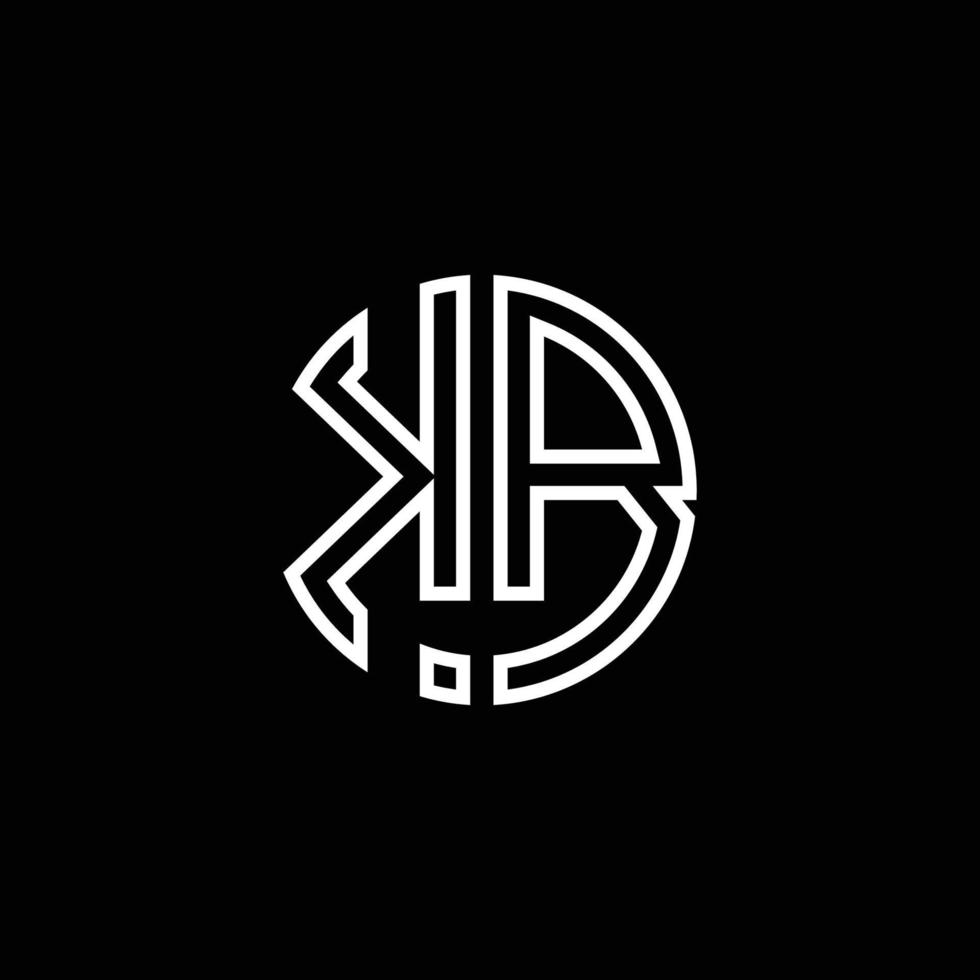 KB monogram logo circle ribbon style outline design template vector