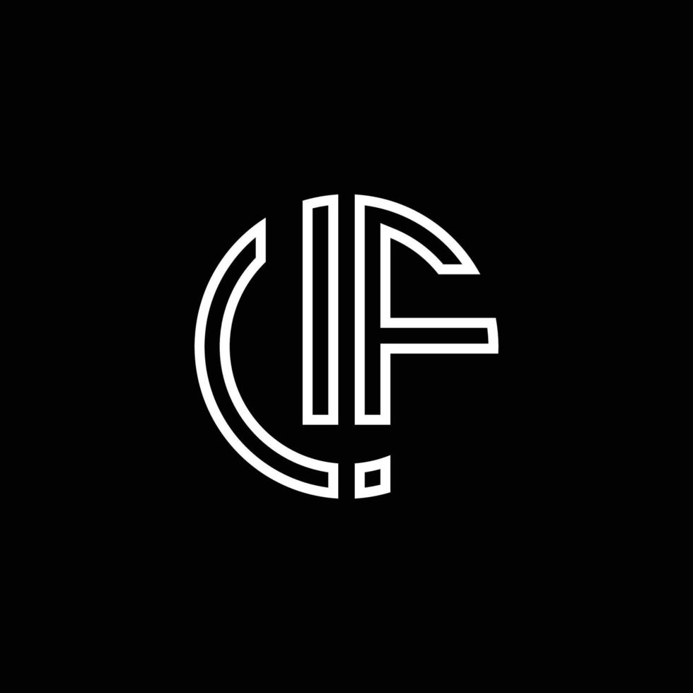 UF monogram logo circle ribbon style outline design template vector