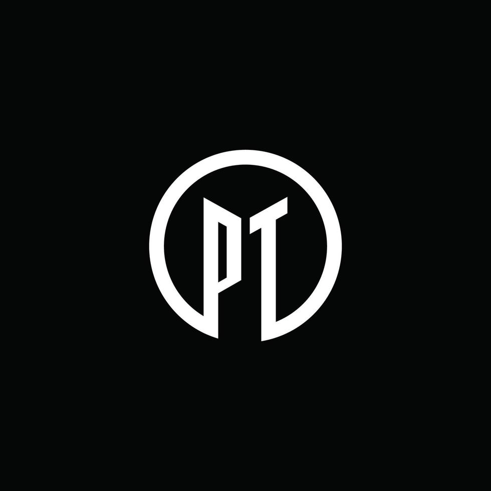 PT monogram logo isolated with a rotating circle vector