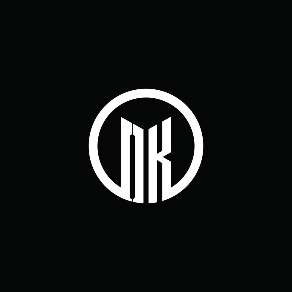 OK monogram logo isolated with a rotating circle vector