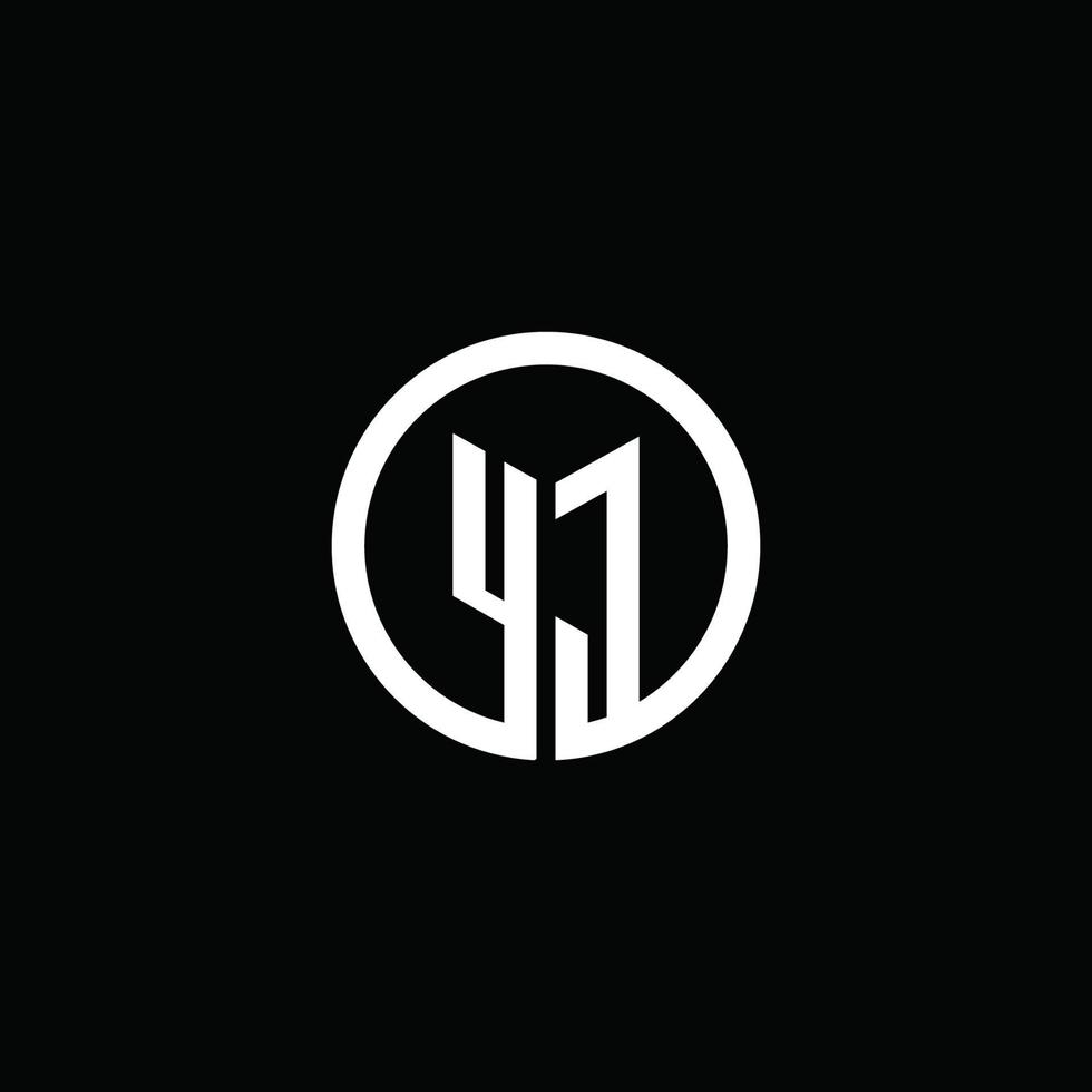 logotipo de monograma yj aislado con un círculo giratorio vector