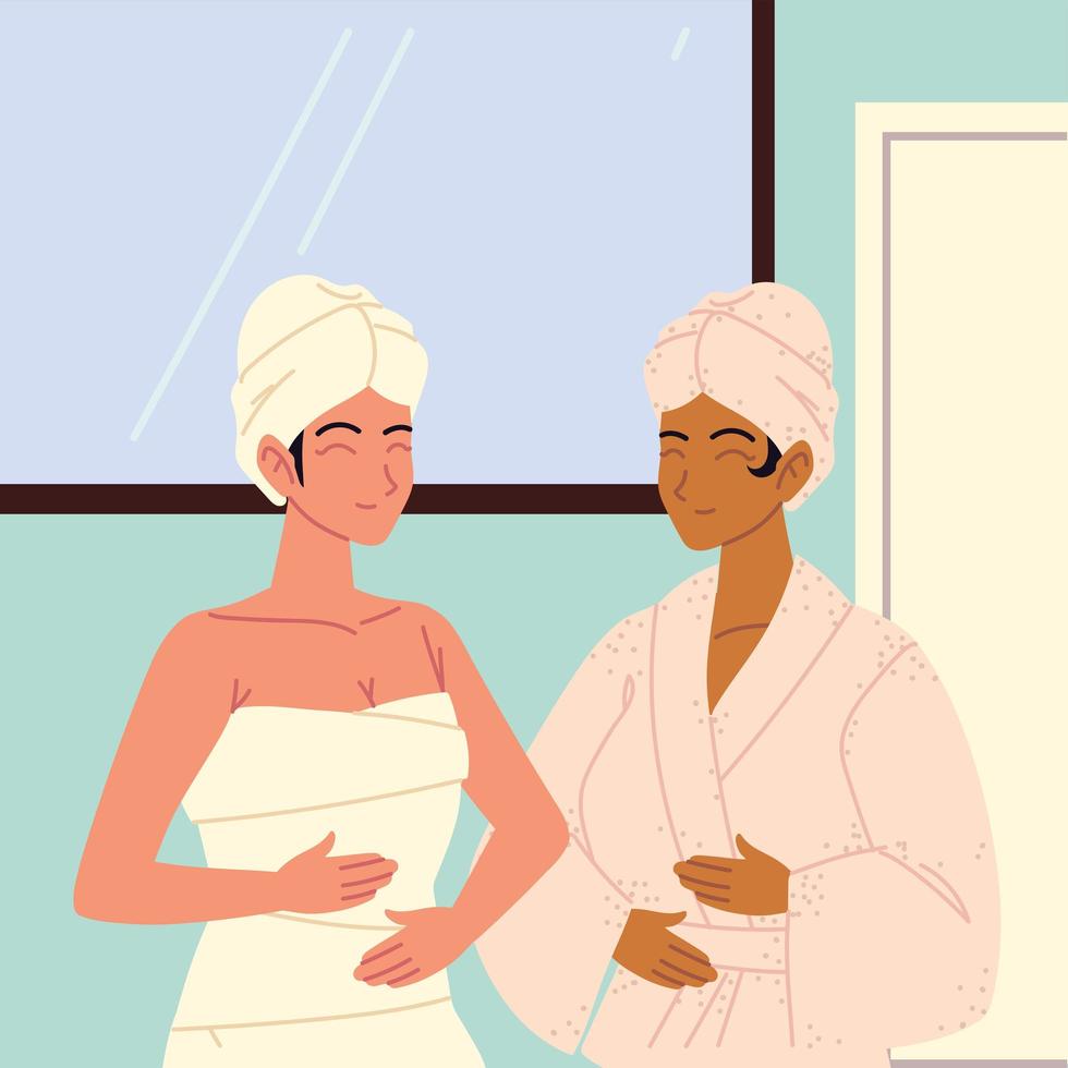 women in spa vector