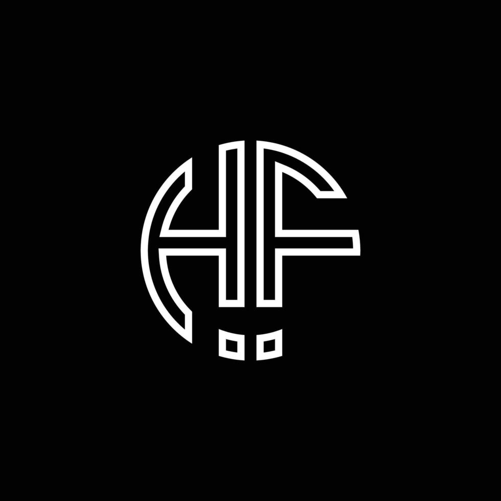 HF monogram logo circle ribbon style outline design template vector