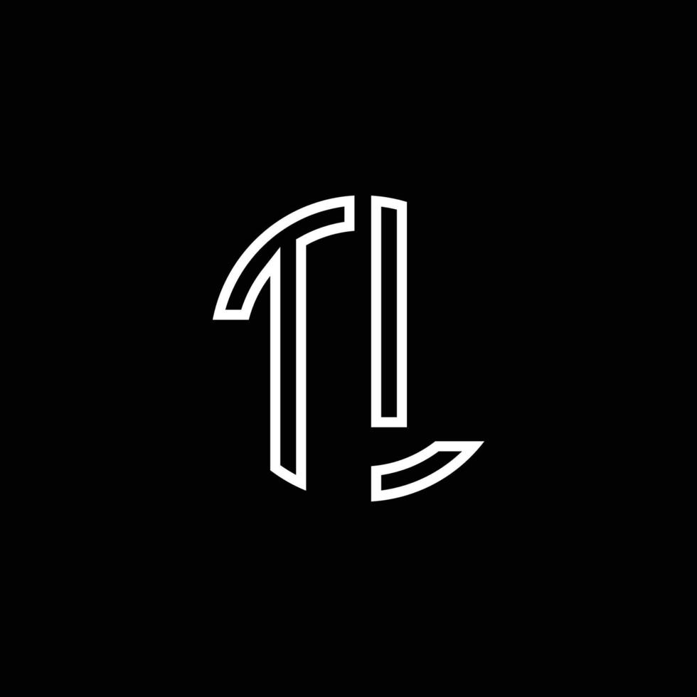 TL monogram logo circle ribbon style outline design template vector