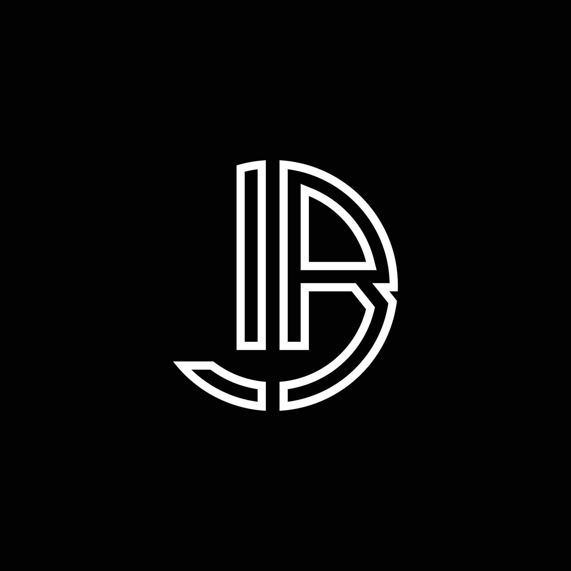 lb monograma logo círculo cinta estilo esquema plantilla de diseño vector
