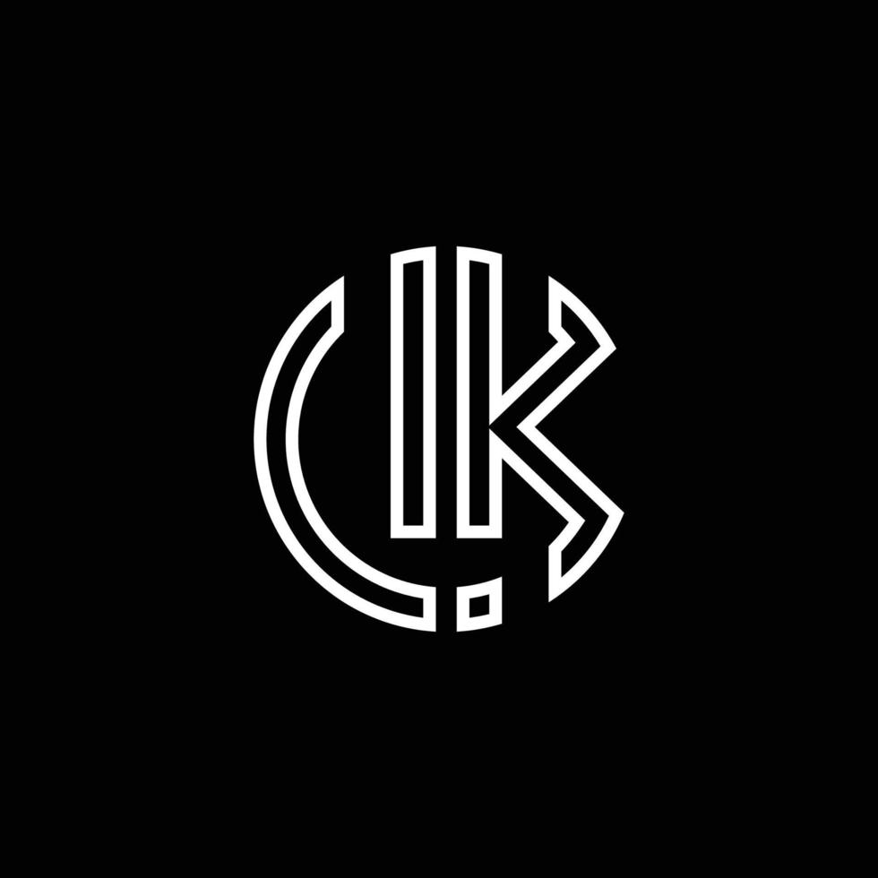 UK monogram logo circle ribbon style outline design template vector