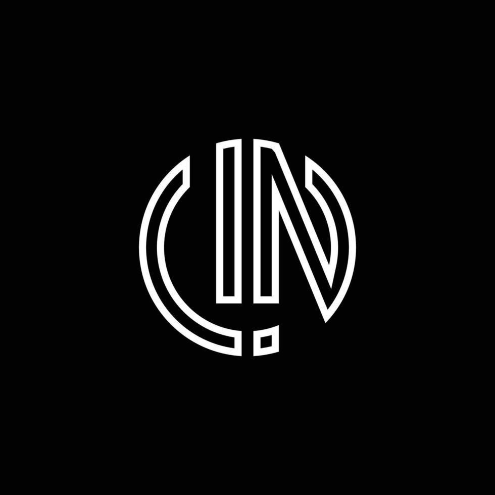 UN monogram logo circle ribbon style outline design template vector
