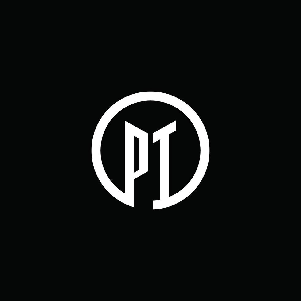 PI monogram logo isolated with a rotating circle vector